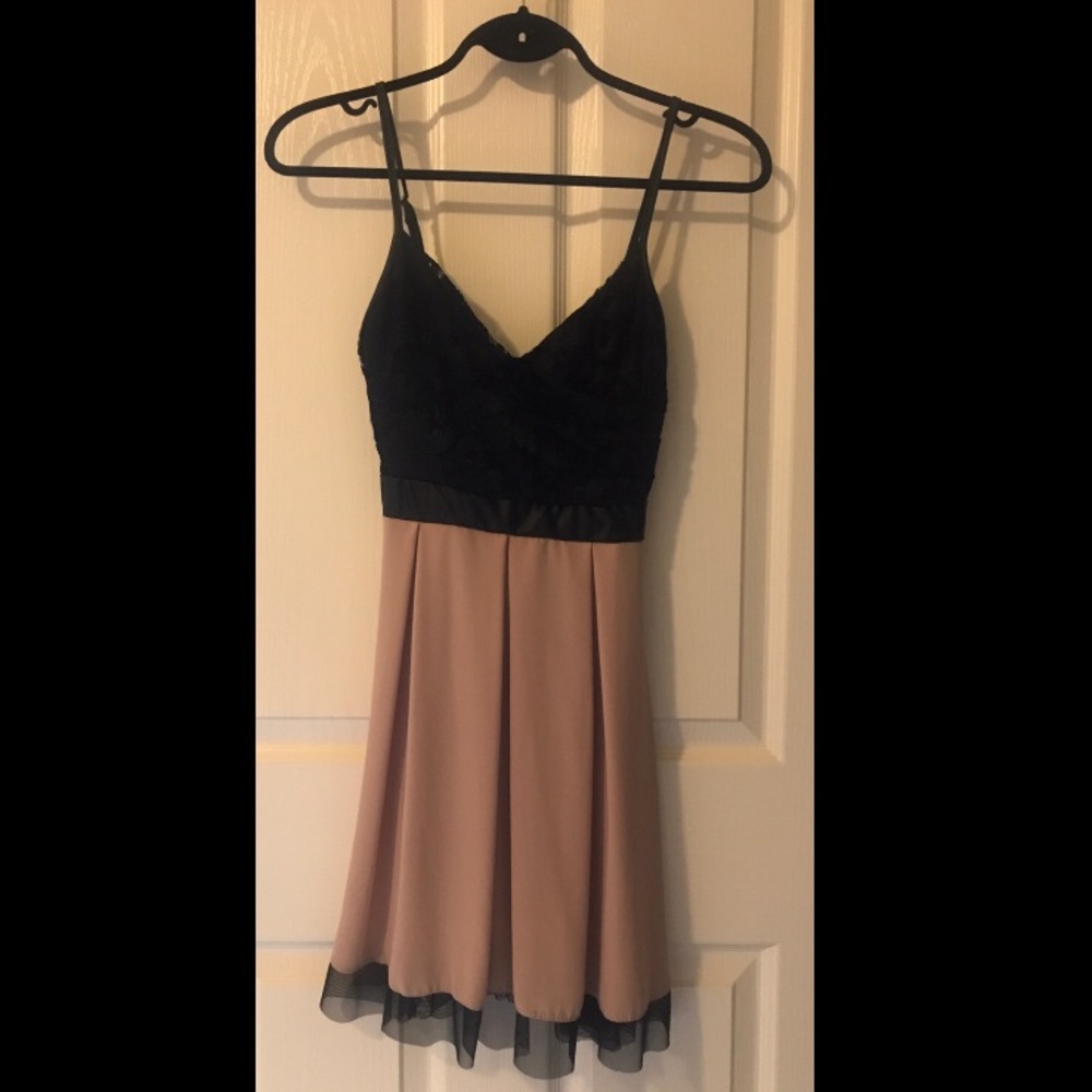 TFNC London Black Lace PVC Waist Dress